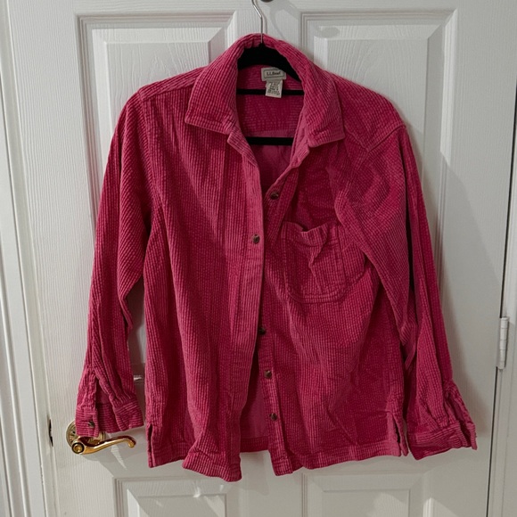 Vintage L.L. Bean Women’s Corduroy Shirt Jacket shacket in Pink/red size small - Picture 2 of 5